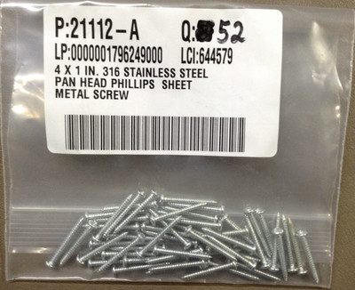 52 PACK OF LCI 644579 ONECONTROL STAINLESS STEEL PAN HEAD PHILLIPS SCREWS 4''x1''