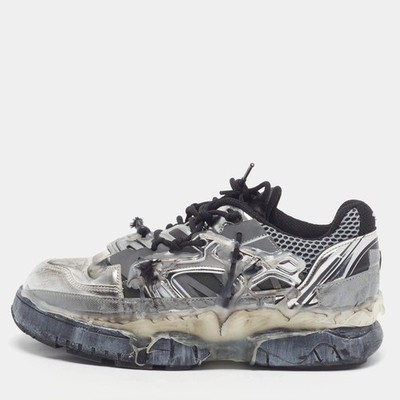 Maison Martin Margiela Fusion Size 41 Silver Leather and Mesh Low Top Sneakers