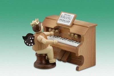 Holzengel Weihnachtsengel Engel am Harmonium Ohne Krone / natur Höhe 6,5 cm NEU