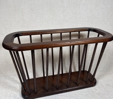 Mid Century Modern Wood Spindle Magazine/ Albums Rack / Made In USA Vintage