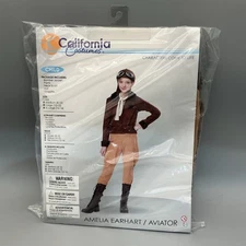 California Costume AMELIA EARHART AVIATOR Pilot Child Size L 10-12 Girls New