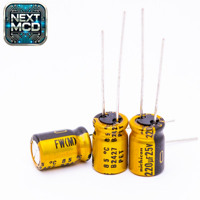 220uF 25V  Elko Radial Audio 2000h 8X11.5 UFW 1 Stück
