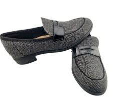 Clarks Collection Loafers Womens 6 Gray Tweed Herringbone Patent Strap
