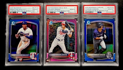 Bowman Chrome Numbered PSA 10 Lot (3) - Walcott /150 - Jenkins/199 - Condon/150