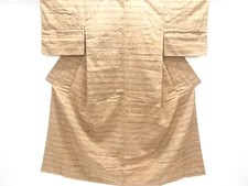 7807171: JAPANESE KIMONO / UNUSED FUSHI TSUMUGI / WOVEN STRIPE