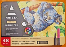 Arteza Inkonic Pen Set, 0.4 mm Tips Set of 48 Colours Water-Based - BRAND NEW