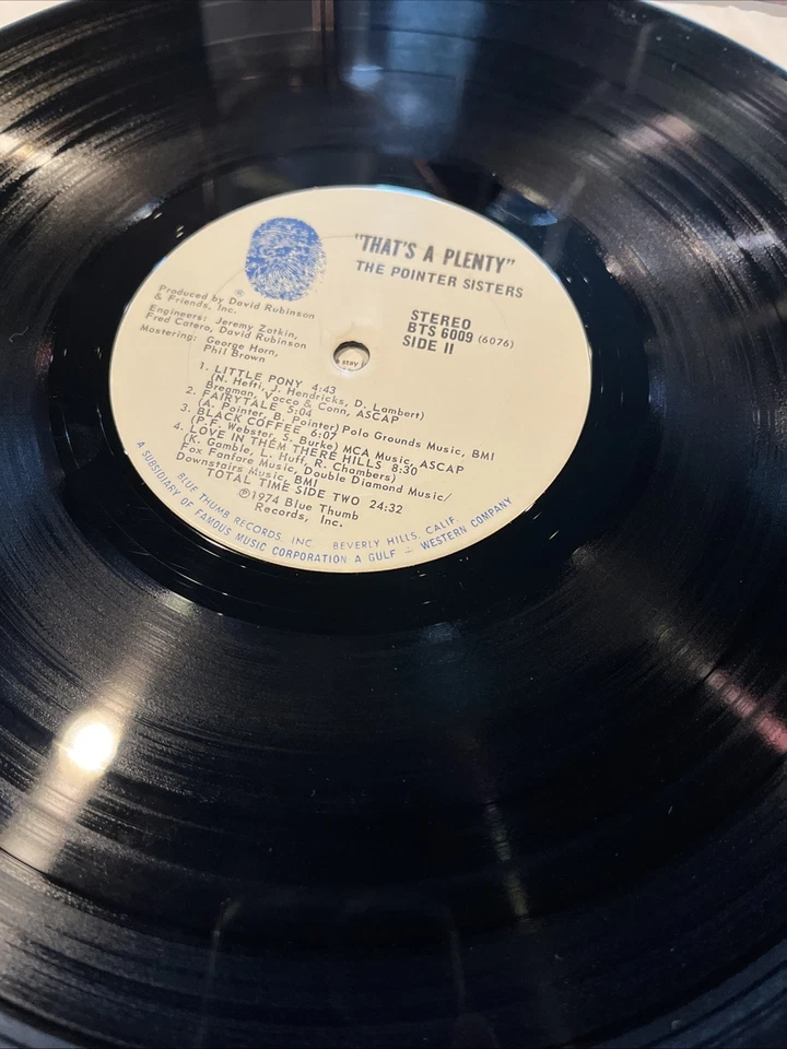 The Pointer Sisters “That's A Plenty” LP (1974) Blue Thumb BTS 6009 EX Dl - Image 4 of 4