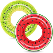 Inflatable Pool Floats Kids - 2 Pack Floaties Pool Tubes Swim Rings Fruit Water