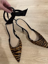 Zara Animal Print Slingback Heels Size 6