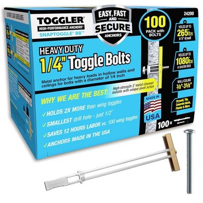SNAPTOGGLE Drywall Anchor 100-Pack 1/4-in Dia Toggle Bolt Holds 265 pounds