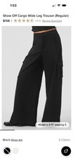 Alo Yoga Show Off Cargo Wide Leg Trouser in Espresso Brown Large Reg 158 FAB