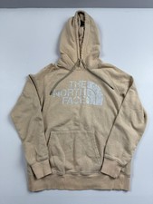 The North Face Hoodie Womens Small Beige Fleece Pullover Logo Kangaroo Pocket