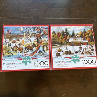 Charles Wysocki Small Town Christmas Vermont Maple Tree Toppers 2 1000 Puzzles