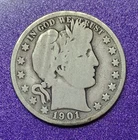 1901-O Barber Half Dollar RARE DATE 90% Silver  FREE SHIPPING!