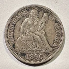 1890 Seated Liberty Dime Silver Higher Grade Old Cleaning Great Album Coin