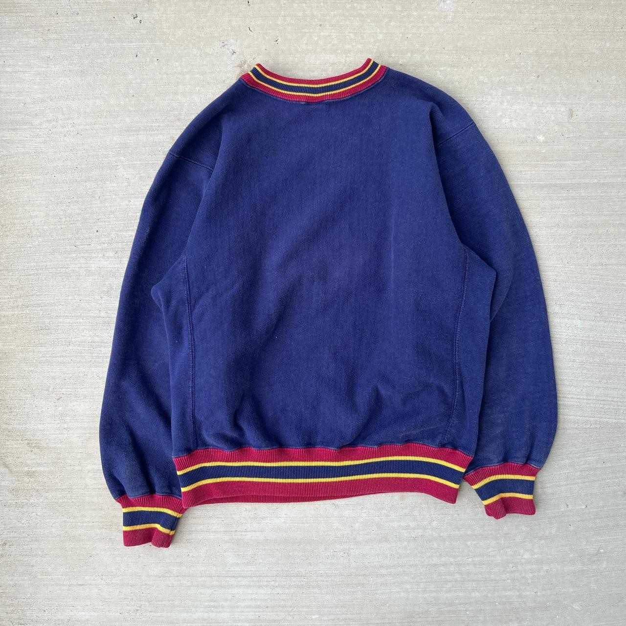 Vintage 90s Champion Reverse Weave Navy Maroon Yellow Varsity Style Sweatshirt M image 3