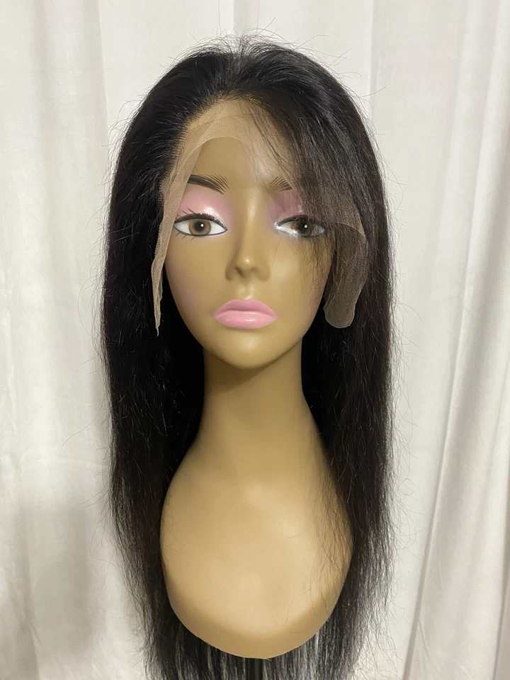 Peluca frontal de encaje 30 pulgadas 13x6 HD cabello humano liso sin pegamento pre-arrancado negra Foto 2 de 4