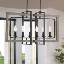 VANZARLA Kitchen Island Pendant Light, Modern Linear Kitchen Light Chandelier, 6