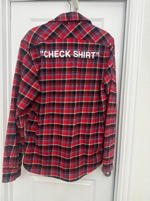 Off-White c/o Virgil Abloh Check Shirt Plaid Flannel Button-Up Pockets M