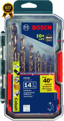 CO14B 14-Piece Assorted Set with Included Case - Cobalt M42 Metal Drill Bits wit