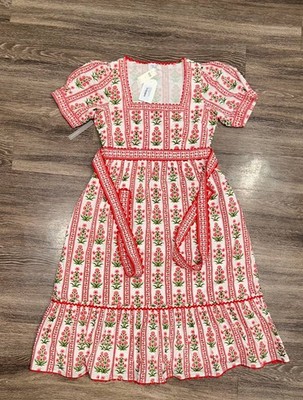 Pink City Prints Evelyn Dress Cotton Red White Green Floral XL | eBay
