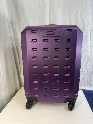 Skechers Purple Hardside Carry-On Suitcase 21” Rolling Spinner Luggage Metallic