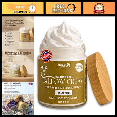 Organic Grass-Fed Beef Tallow Moisturizer | Hydrating Face & Body Cream with Hon