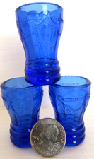 Cobalt Blue Mosser Glass Miniature 3 Tumblers 1 3/4" Tall USA Made