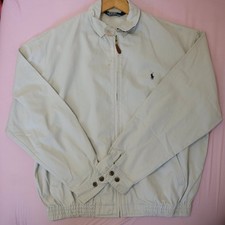 Polo Ralph Lauren Harrington Jacket Beige Full Zip Cotton Bomber Size M