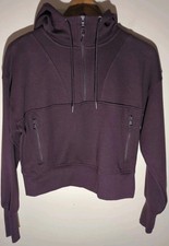 Old Navy Women's Dynamic Fleece 1/4 Zip Cropped Sweatshirt S Plum Athleisure