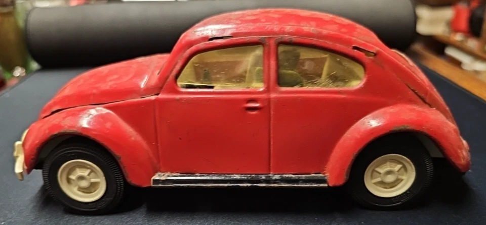 Volkswagen VW Bug Beetle #52680 rojo acero prensado Tonka años 70 Foto 3 de 4