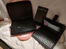 Older Electronics Tablet Portable DVD Player. And Others. Missing Cords.. Parts