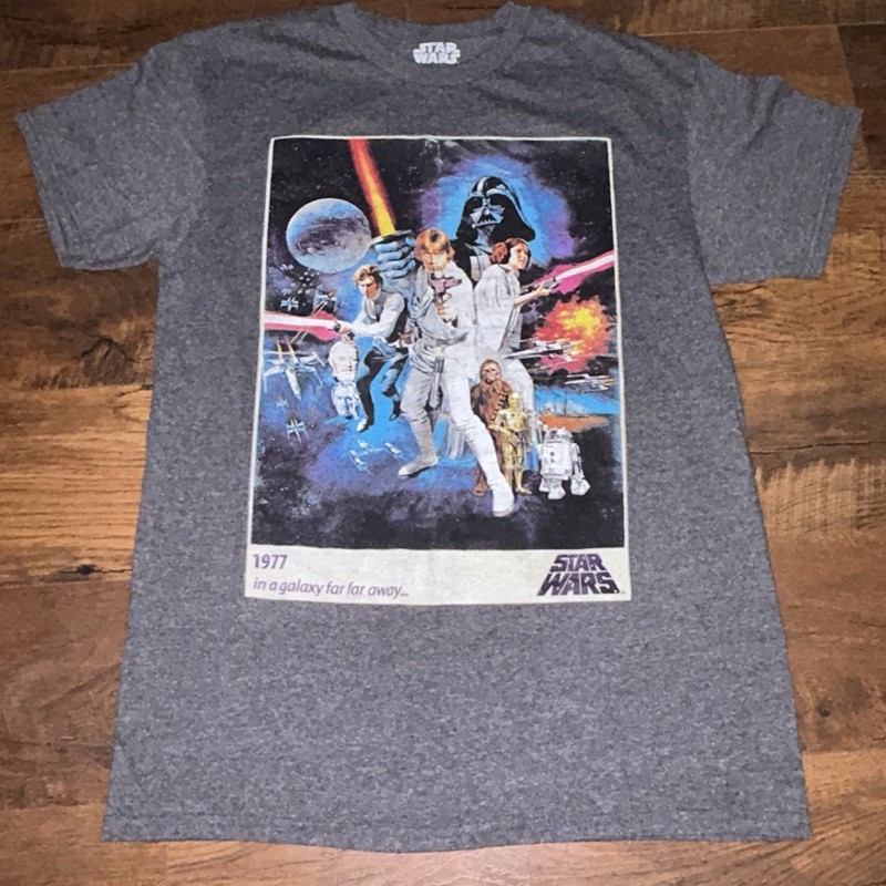 Star Wars 1977 In A Galaxy Far Far Away T-Shirt Gray Skywalker Darth Vader Mediu