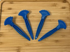 4 VTG 1980s Blue Hair Clips Plastic Retro Styling Barrettes