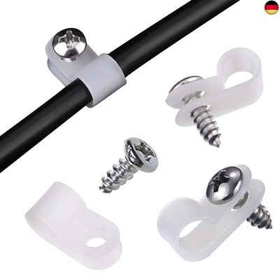 100 Stück R Typ Kabelklemmen, 6,4mm Nylon Kabelhalter, Kunststoff Draht Clips mi