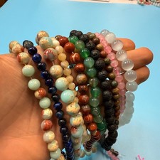 Set of 10 Natural Gemstone Round Beads Strands 15" Sizes 6,8,10 mm  B37
