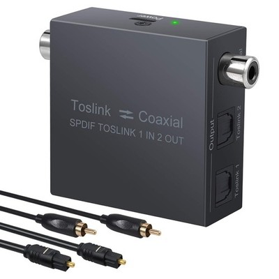 LiNKFOR Koaxial Optisch Wandler Splitter 1 in 2 Out, Koaxial zu Optischem SPDIF
