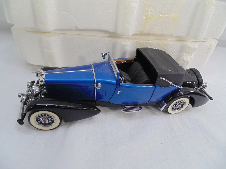 Coche diecast Franklin Mint 1933 Duesenberg J Victoria azul escala 1/24 Foto 2 de 4