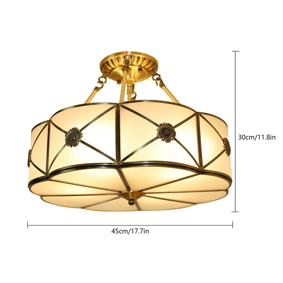 Vintage Ceiling Light Chandelier Stained Glass Lamp Flush Mount Fixture 110-220V - Image 4 of 4