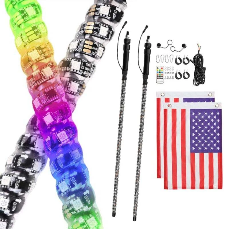 2 PIEZAS 3 FT LED Luces Látigo Antena Bandera Para Polaris Sportsman XP 1000 850 X2 570 Foto 2 de 4