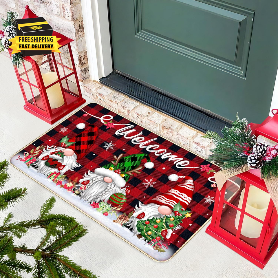 Christmas Decorative Doormat Christmas Gnome Door Mat Non Slip