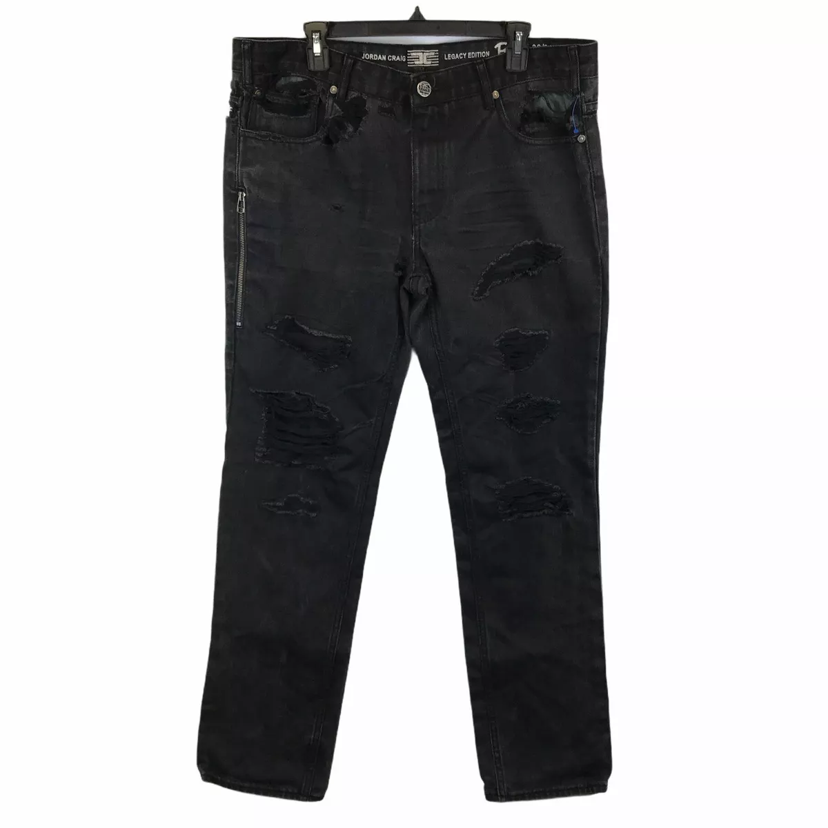 Jordan Craig Mens Legacy Edition Distressed Black Jeans 38x34