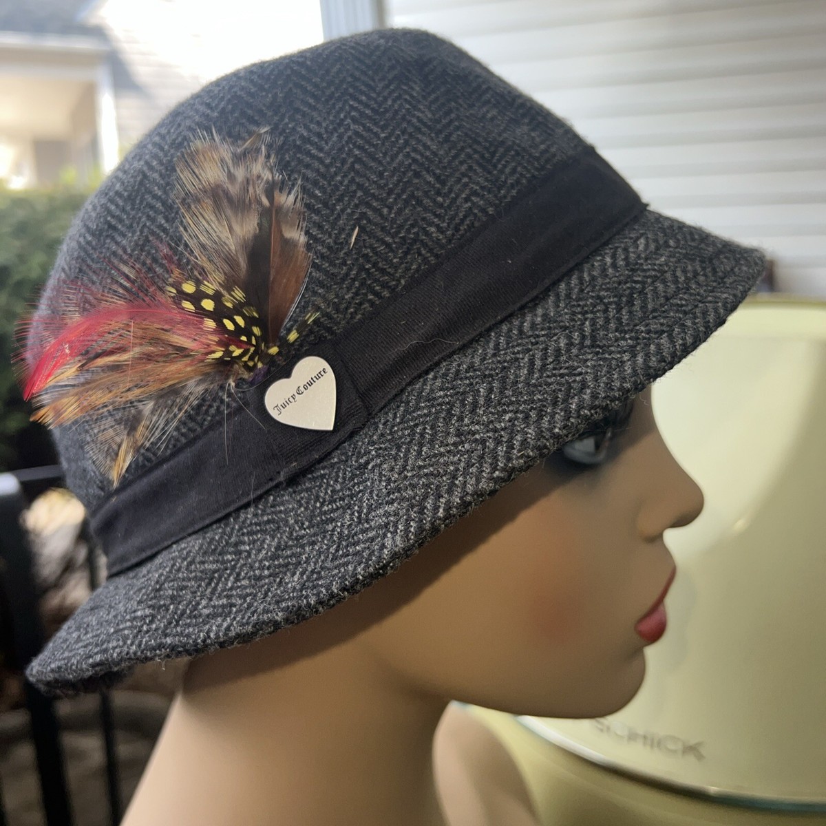 Juicy Couture Wool Hat Grey & Black One Size Fedora W 