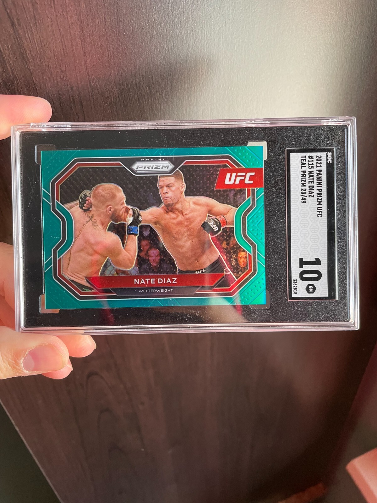 Nate Diaz Teal Prizm /49 - 2021 Panini Prizm UFC Debut Edition #115 - SGC 10 GM