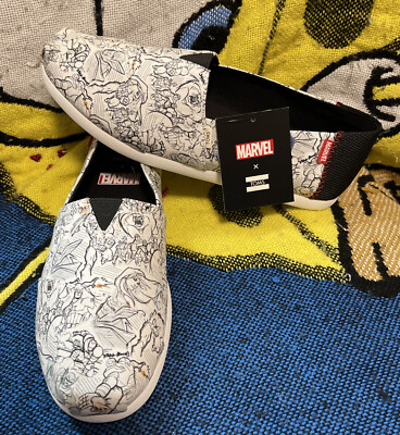 TOMS x Marvel Mens Alpargata Slip On Shoe Size 10.5 Casual Comic Book Print New Toms x Marvel Concept Art Print Slip-On Alpargata Shoe  main image 2