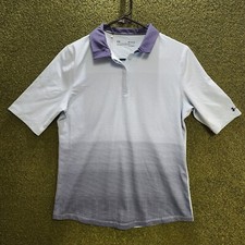 Under Armour Women's Heat Gear Fitted Polo Medium Blue Striped 1205