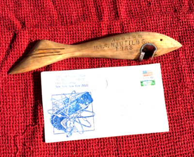 USS NAUTILUS SSN571 U-BOOT SOUVENIR & OFFIZIELLER UMSCHLAG AM ERSTEN TAG 1968
