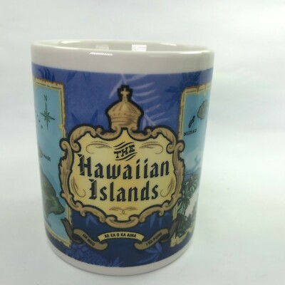 Blue Island Chain Mug HAWAIIAN ISLAND Map of the Islands Souvenir Tea Cup C37