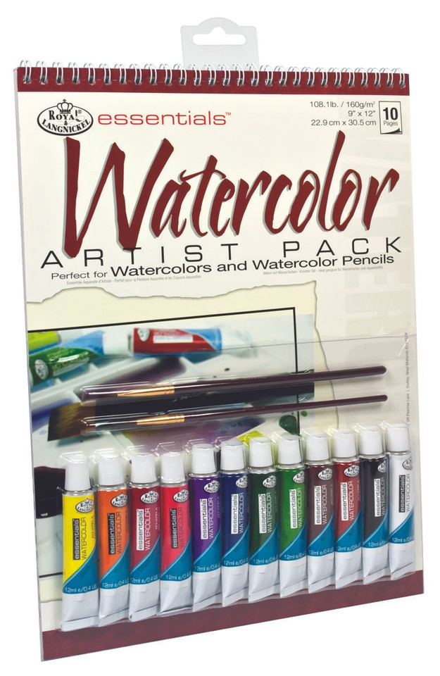 Watercolour Art Set A4 Spiral Bound Artist Pad 12 Tubes Of Paint & 2