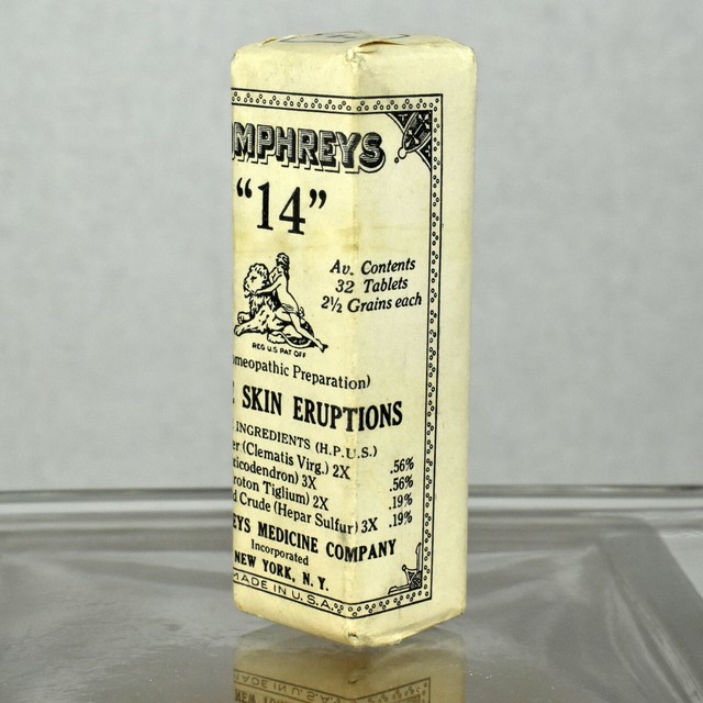 VTG Antique Humphreys Homeopathic Medicine Co Simple Skin Eruptions No